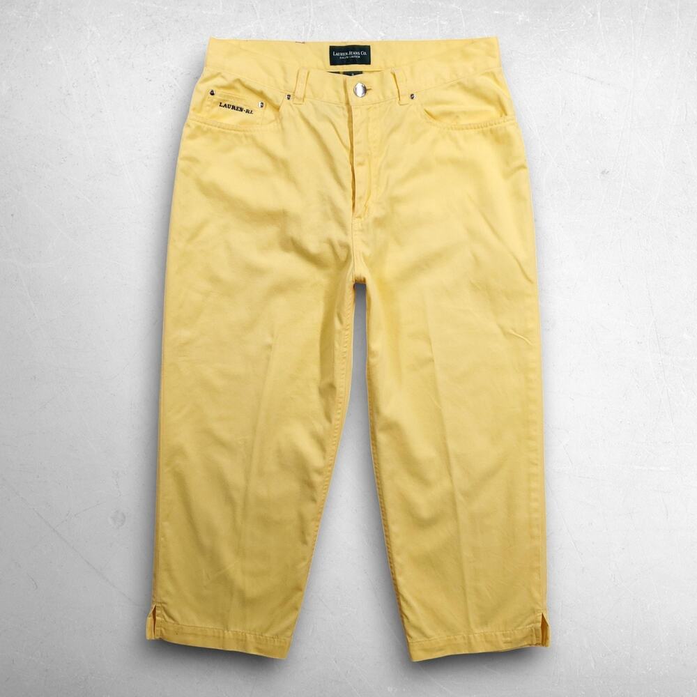 Lauren Jeans Co. Capri Jeans Women 8 Yellow High Rise 100% Cotton Preppy Summer